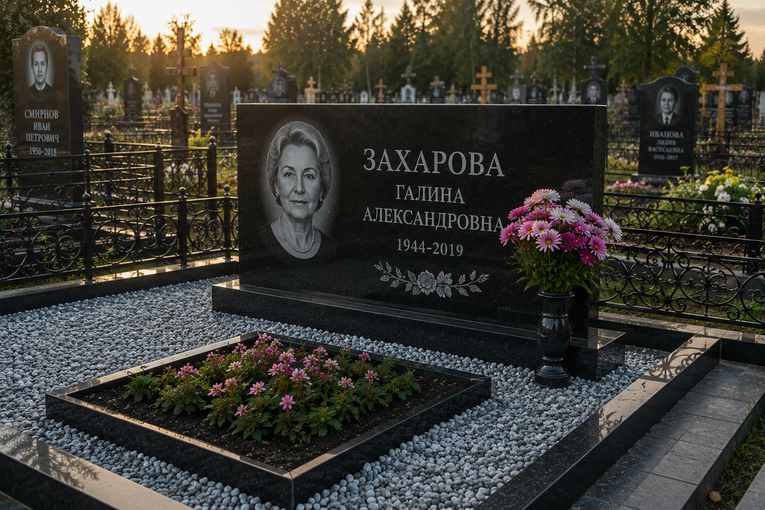 Горизонтальный гранитный памятник в Асбесте